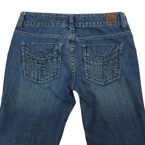 American Eagle 77 Straight Denim Jeans Womens Size 2R Distressed Medium Wash - Picture 4 of 14